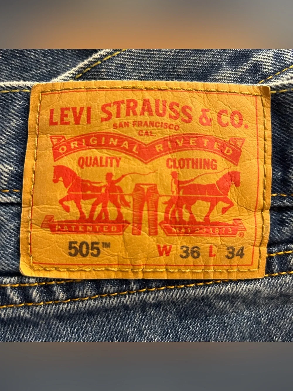 Levi’s 505 Blue Denim Straight Jeans 36x34